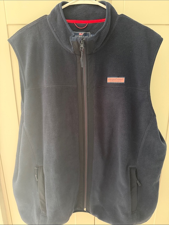 Vineyard Vines Other - Vineyard Vines Navy Fleece Zip Vest with Red Trim